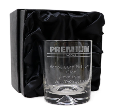 Personalised Glass Tumbler - Premium Vodka Banner Design