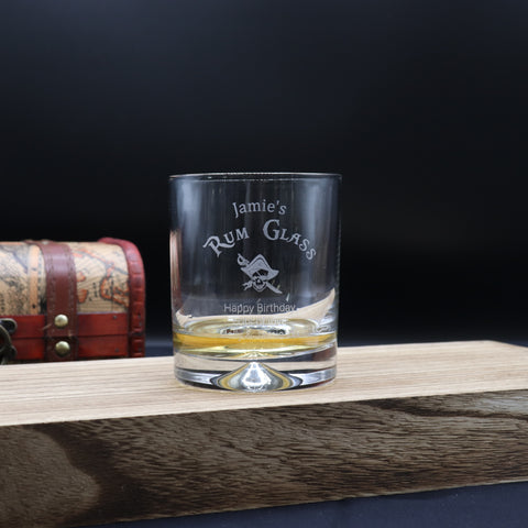 Personalised Dimple Glass Tumbler - Rum Design