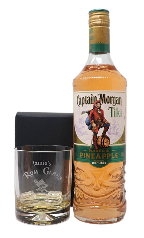 Personalised Glass Tumbler & 70cl Captain Morgan - Rum Design