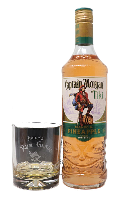 Personalised Glass Tumbler & 70cl Captain Morgan - Rum Design