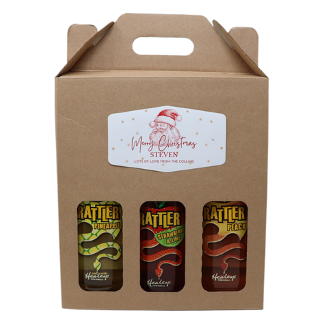 Personalised Kraft Cider Box & 3 Bottles of Cider Gift Set - Father Christmas Label