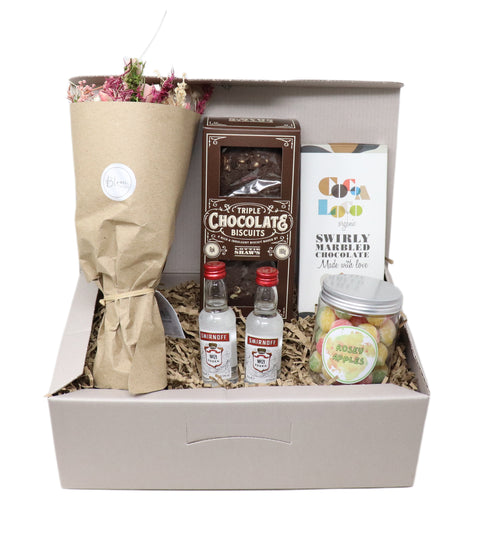 Smirnoff Vodka, Flowers & Treats Hamper Gift Box