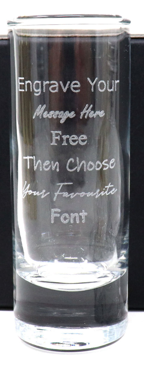 Personalised Tall Shot Glass + Jack Daniels & Treats Letterbox Gift