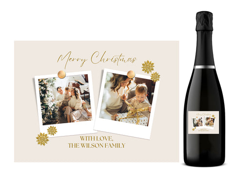 Personalised Prosecco Bottle Label - Christmas Photo Design