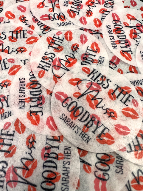 Personalised Hen Do Drink Toppers - Kiss The Miss Design