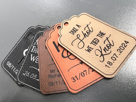 Personalised Initials Design Faux Leather Wedding Favour Gift Tags