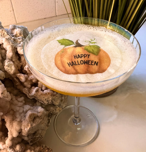 Halloween Pumpkin Design Edible Cocktail Drink Toppers