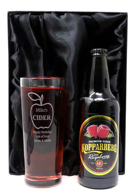 Personalised Pint Glass & Cider - Apple Cider Design