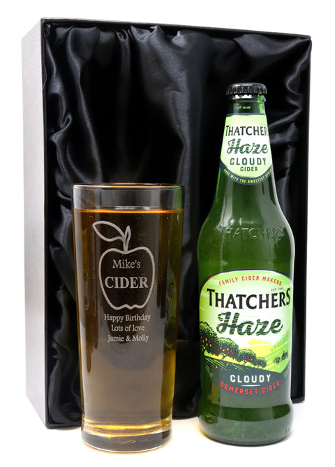 Personalised Pint Glass & Cider - Apple Cider Design