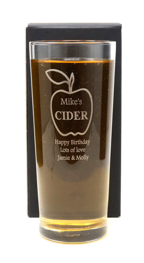 Personalised Pint Glass - Apple Cider Design