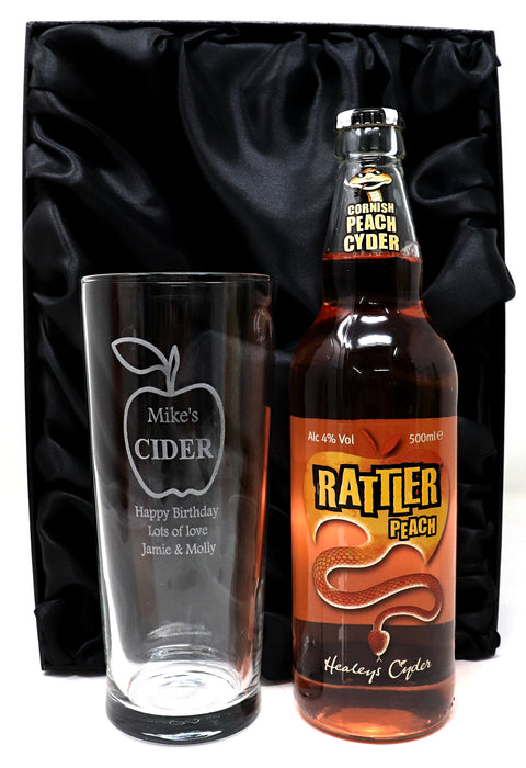 Personalised Pint Glass & Cider Gift Set - Apple Cider Design