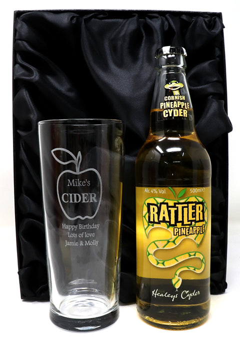 Personalised Pint Glass & Cider Gift Set - Apple Cider Design