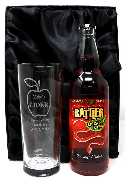 Personalised Pint Glass & Cider Gift Set - Apple Cider Design