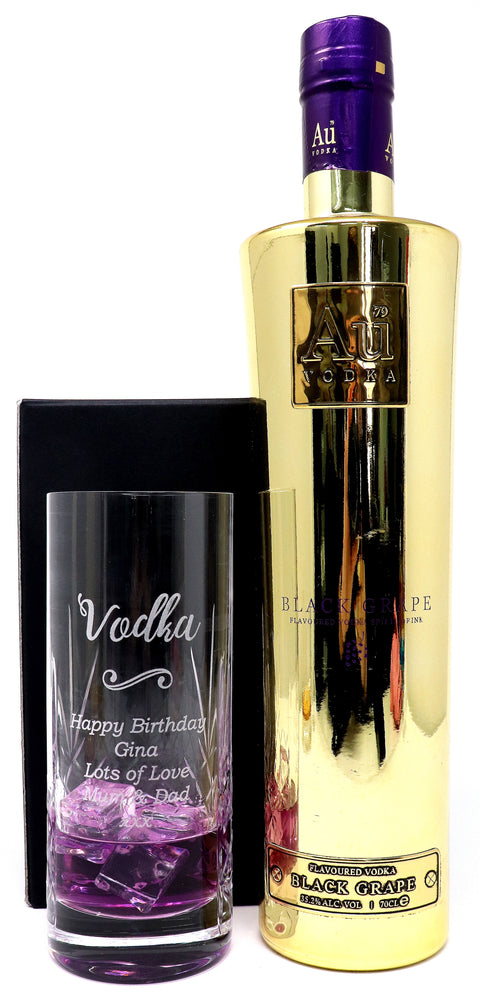 Personalised Crystal Highball Glass & 70cl Au Vodka - Vodka Design