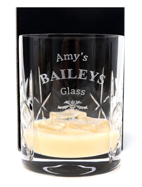 Personalised Crystal Glass Tumbler & Miniature Gift Set - Baileys Design