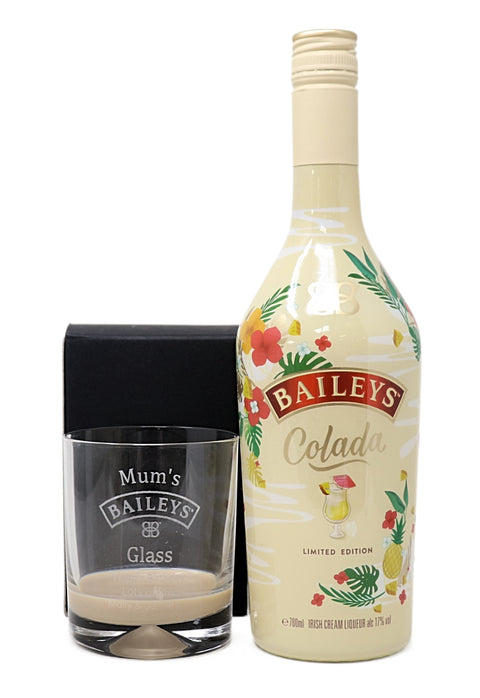 Personalised Dimple Glass Tumbler & 70cl Baileys Pina Colada - Baileys Design
