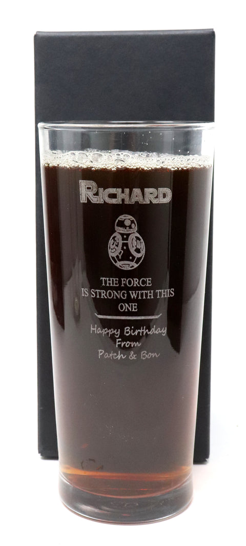 Personalised Pint Glass - Star Wars BB8 Design