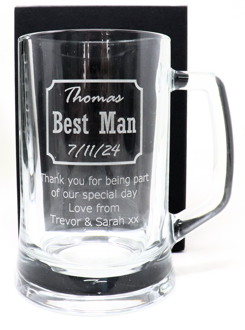 Personalised Pint Glass Tankard - Best Man/Father of the Bride Wedding Design