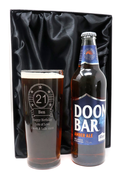 Personalised Birthday Pint Glass & Beer/Cider Gift Set