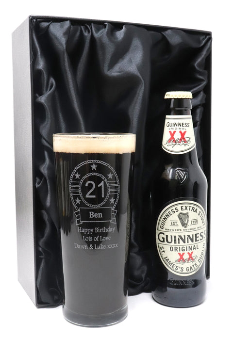 Personalised Birthday Pint Glass & Beer/Cider Gift Set