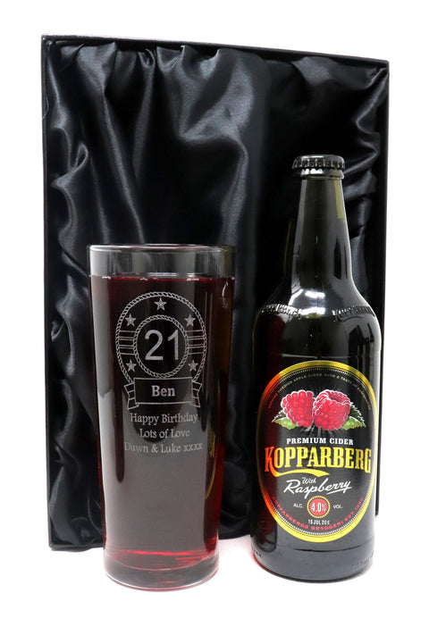 Personalised Birthday Pint Glass & Beer/Cider Gift Set