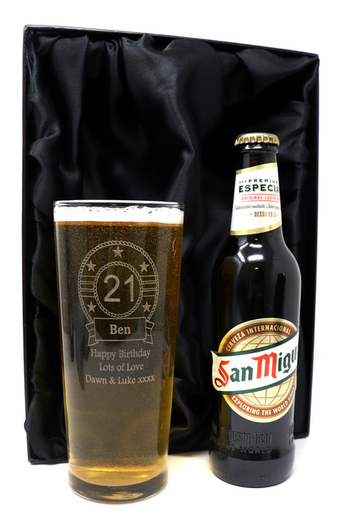Personalised Birthday Pint Glass & Beer/Cider Gift Set