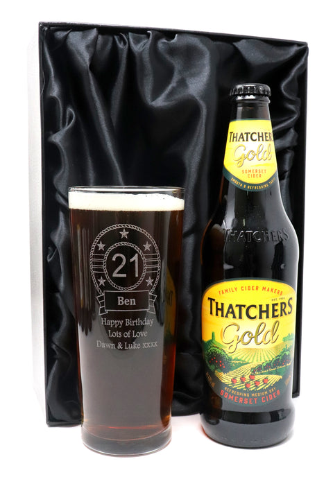 Personalised Birthday Pint Glass & Beer/Cider Gift Set