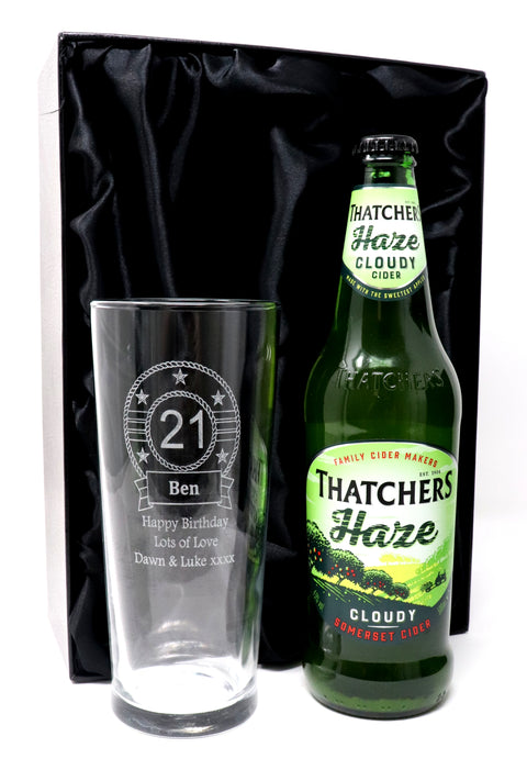 Personalised Birthday Pint Glass & Beer/Cider Gift Set