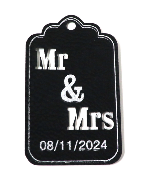 Personalised Mr & Mrs Faux Leather Wedding Favour Gift Tags