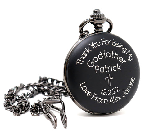 Personalised Black Pocket Watch - Godfather Design