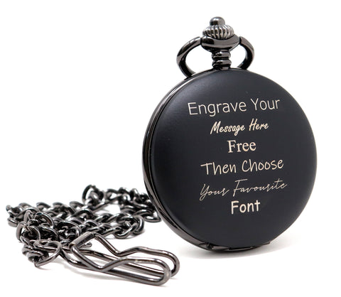 Personalised Black Pocket Watch