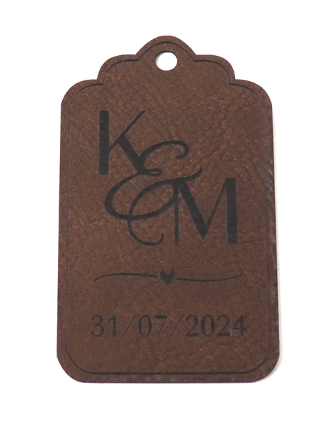 Personalised Initials Design Faux Leather Wedding Favour Gift Tags