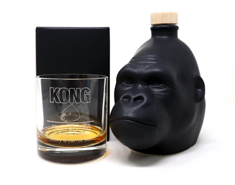 Personalised Premium Glass Tumbler & 70cl Black KONG Spiced Rainforest Rum - Kong Design