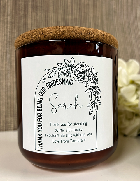 Personalised Bridesmaid Flower Arch Design Scented Candle