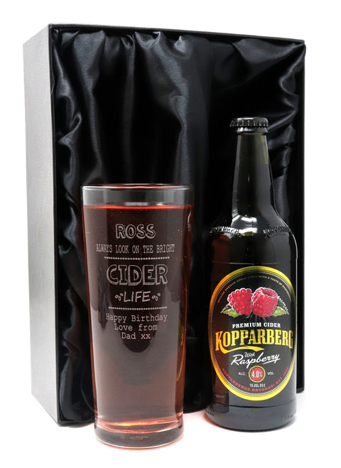 Personalised Pint Glass & Cider - Bright Cider Life Design