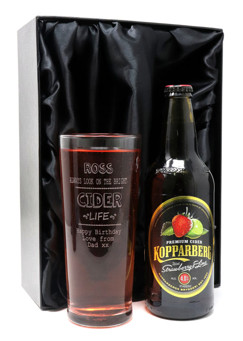 Personalised Pint Glass & Cider - Bright Cider Life Design