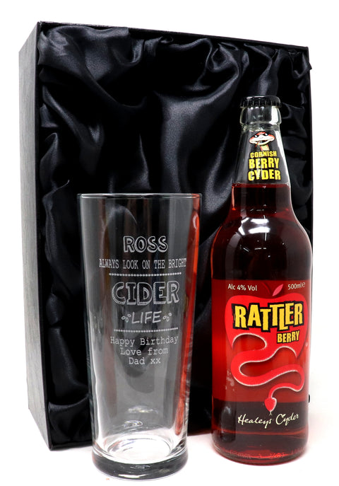 Personalised Pint Glass & Cider - Bright Cider Life Design