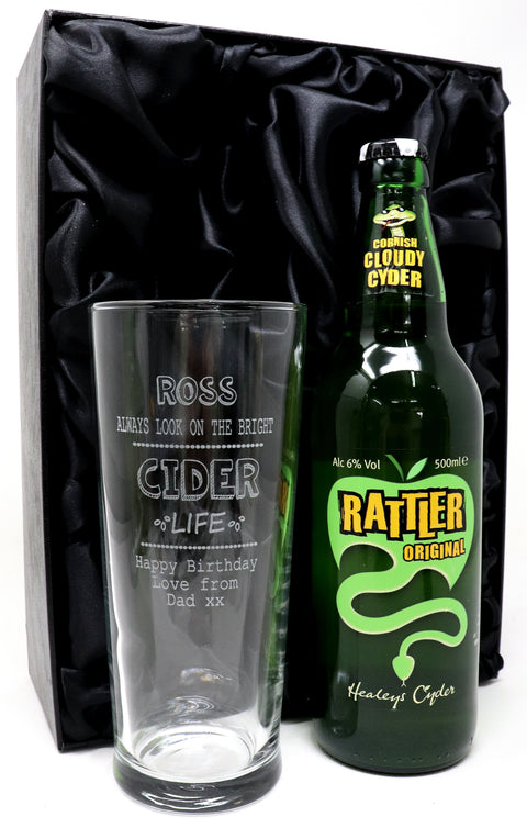 Personalised Pint Glass & Cider - Bright Cider Life Design