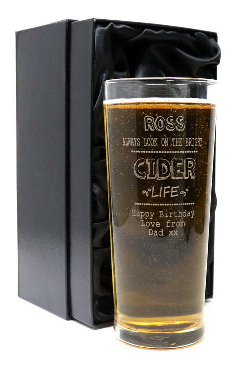 Personalised Engraved Pint Glass - Bright Cider Life Design