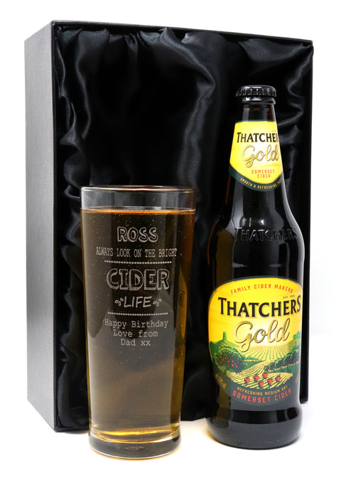 Personalised Pint Glass & Cider - Bright Cider Life Design