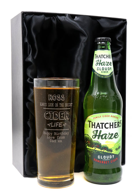 Personalised Pint Glass & Cider - Bright Cider Life Design