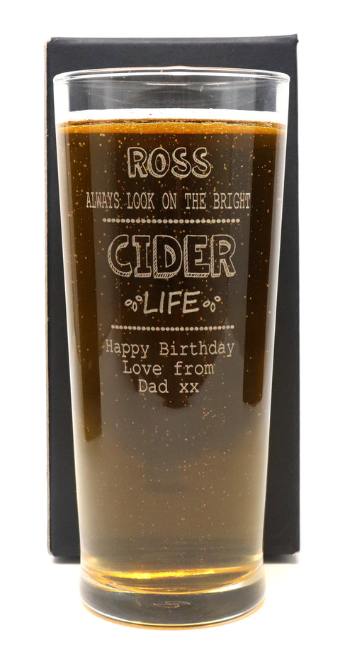 Personalised Pint Glass - Bright Cider Life Design