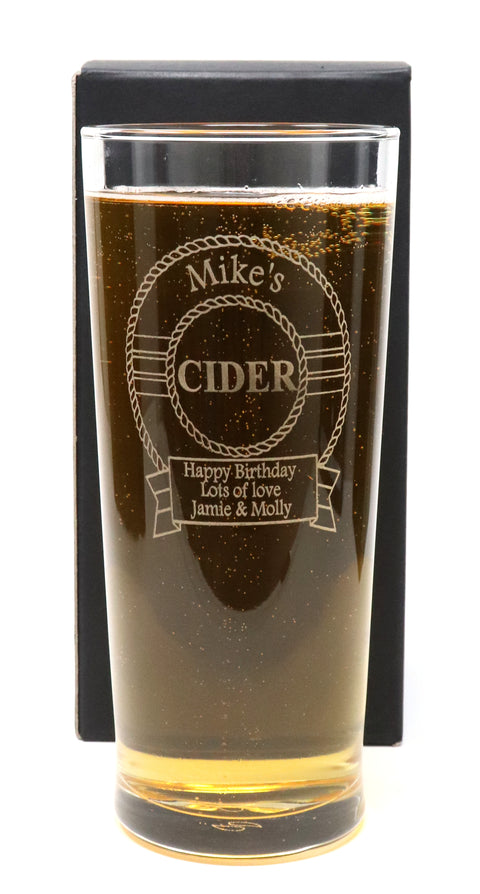 Personalised Pint Glass - Cider Design