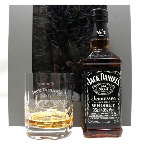 Personalised Crystal Glass Tumbler & 35cl Jack Daniels - Jack Daniels Design