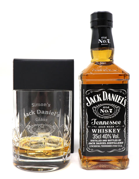 Personalised Crystal Glass Tumbler & 35cl Jack Daniels - Jack Daniels Design