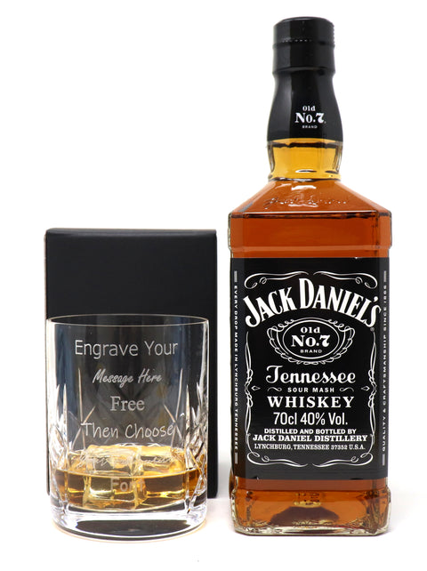 Personalised Crystal Glass Tumbler & 70cl Jack Daniels