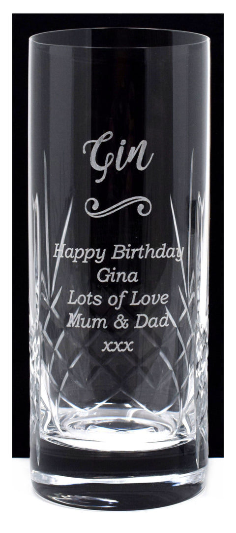 Personalised Crystal Highball Glass - Gin Design