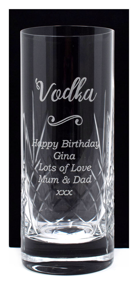 Personalised Crystal Highball Glass & Miniature - Vodka Design