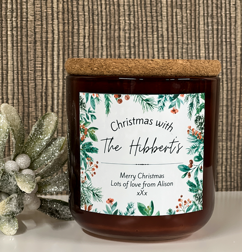 Personalised Christmas Border Design Scented Candle