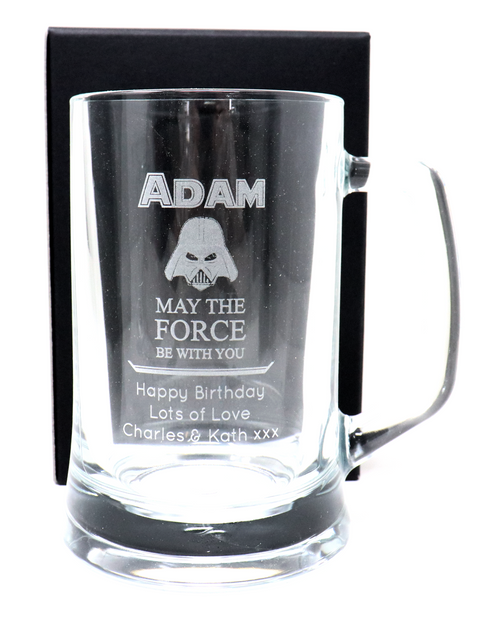 Personalised Pint Glass Tankard - Star Wars Darth Vader Design